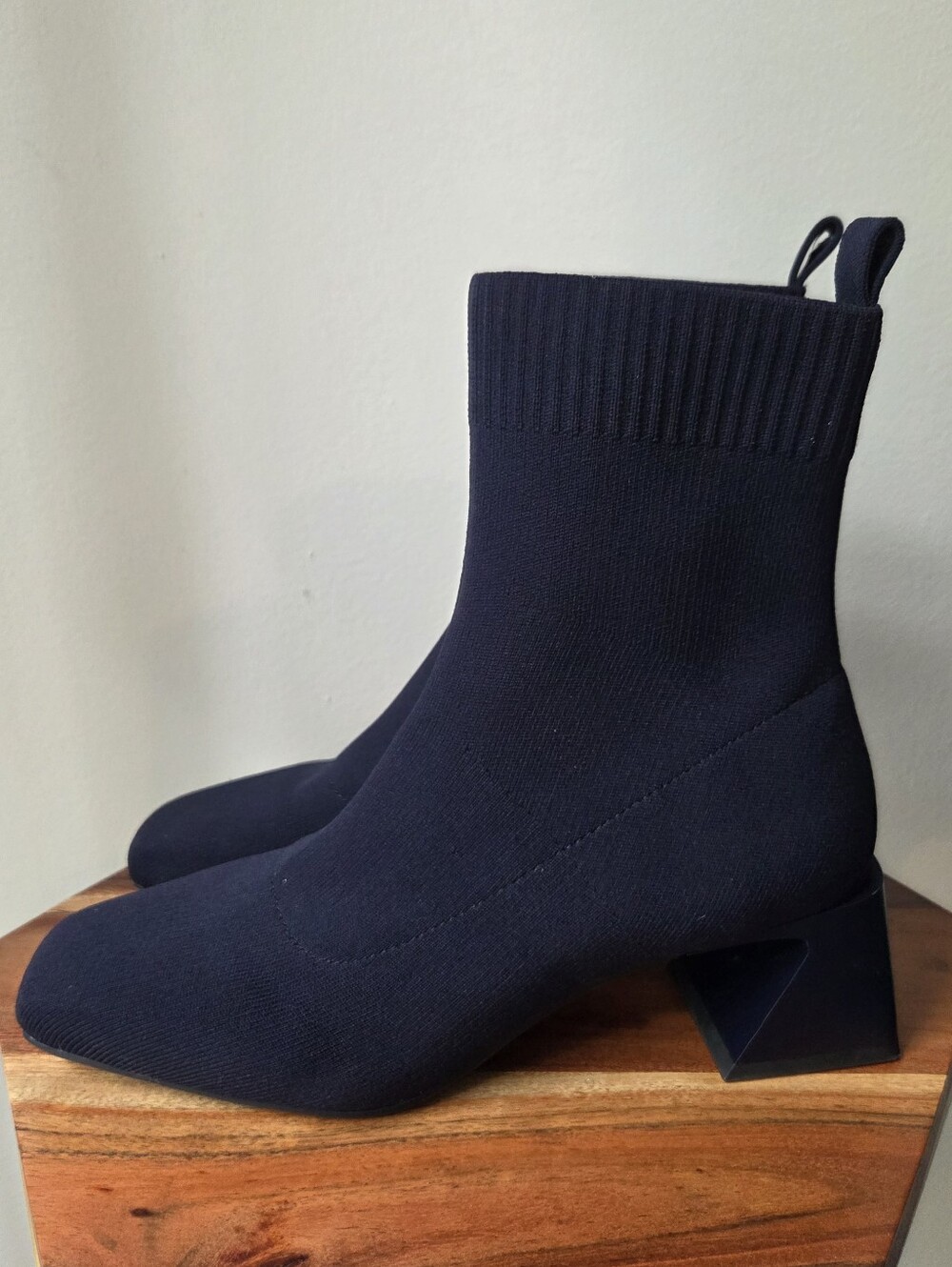 VIVAIA Regina Pro Square-Toe Water-Repellent Block Heeled Boots Navy Blue Sz 8 - Picture 6 of 10